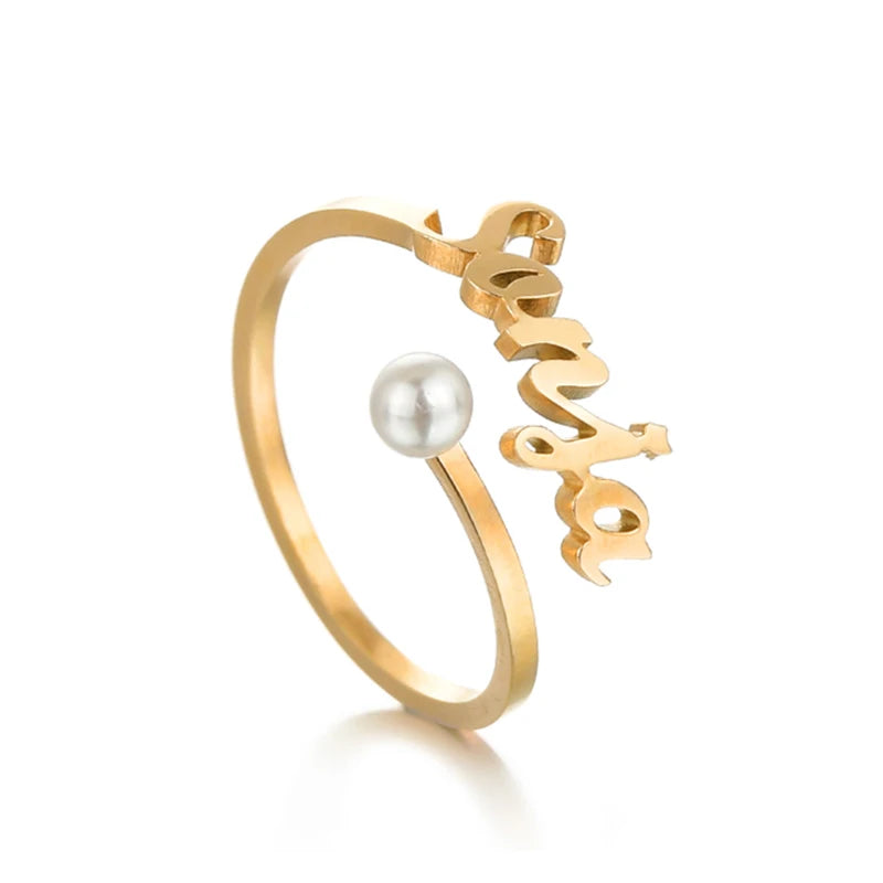 Anillos Pareja Personalizados Doble Nombre Acero Inoxidable Oro | Boda Ajustables