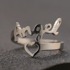 Anillos Pareja Personalizados Doble Nombre Acero Inoxidable Oro | Boda Ajustables