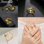 Anillos Pareja Personalizados Doble Nombre Acero Inoxidable Oro | Boda Ajustables