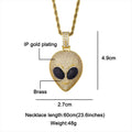 Colgante Alien Head - Collar Hip Hop en Oro y Circón
