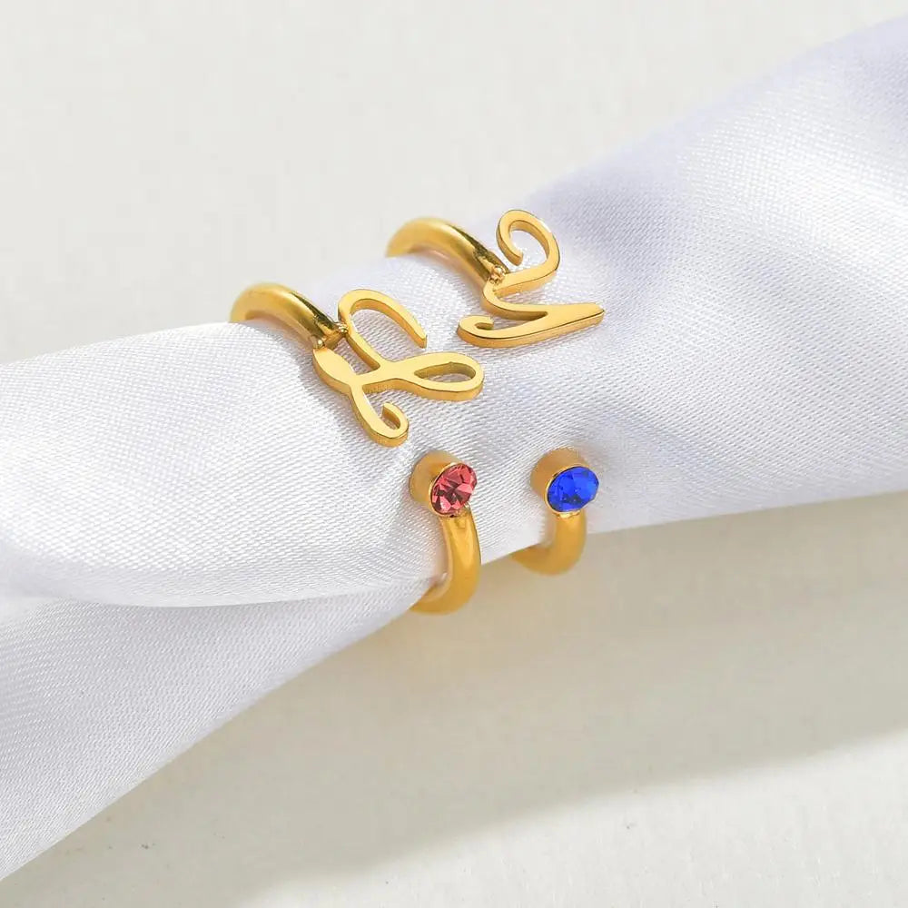 Anillos Pareja Personalizados Doble Nombre Acero Inoxidable Oro | Boda Ajustables