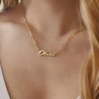 Collar Personalizado Clip Papel Acero Inoxidable Oro 18K | Nombre Unisex