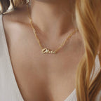 Collar Personalizado Clip Papel Acero Inoxidable Oro 18K | Nombre Unisex