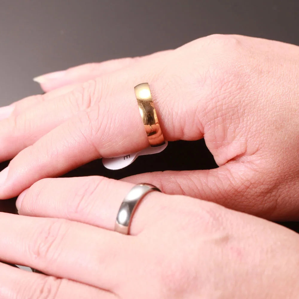 Alianzas Boda Oro Acero Inoxidable Pareja | Compromiso Aniversario