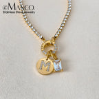 Collar Inicial Personalizado Acero Inoxidable Oro 18K | 26 Letras Circonita