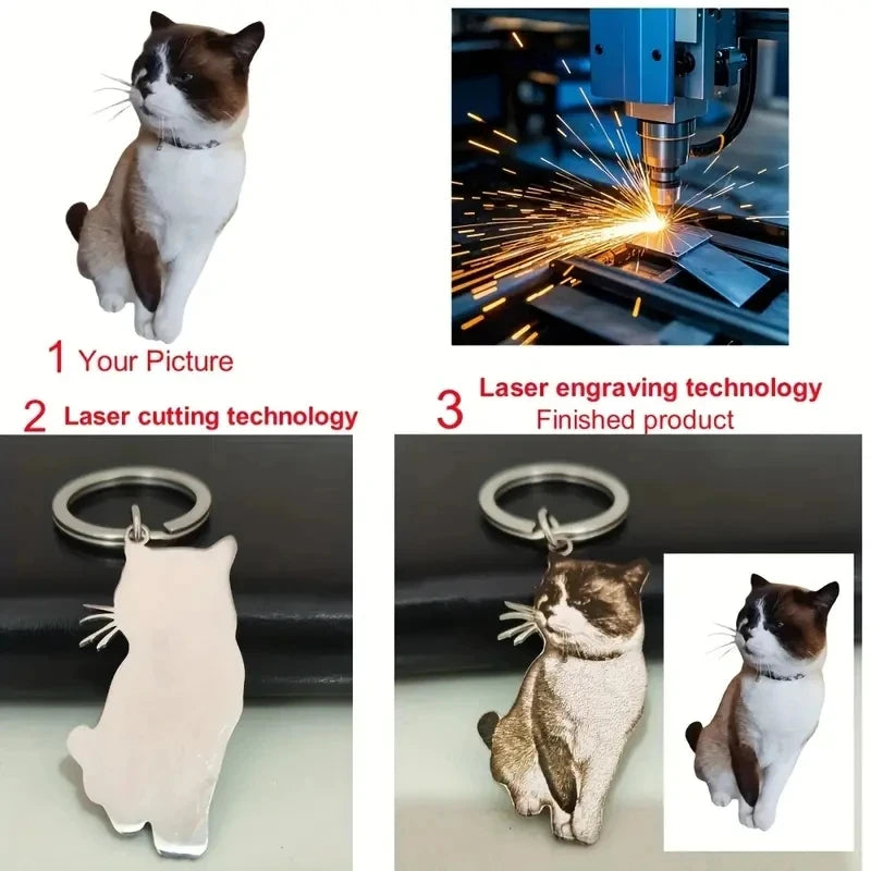 Llavero Personalizado con Foto de Mascota | Acero Inoxidable Oro