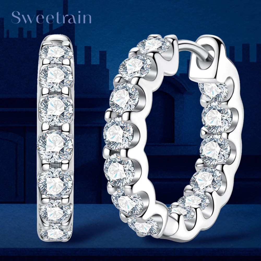 Pendientes Moissanita Plata 925 Chapado Oro 18K | Lujo Certificado Mujer