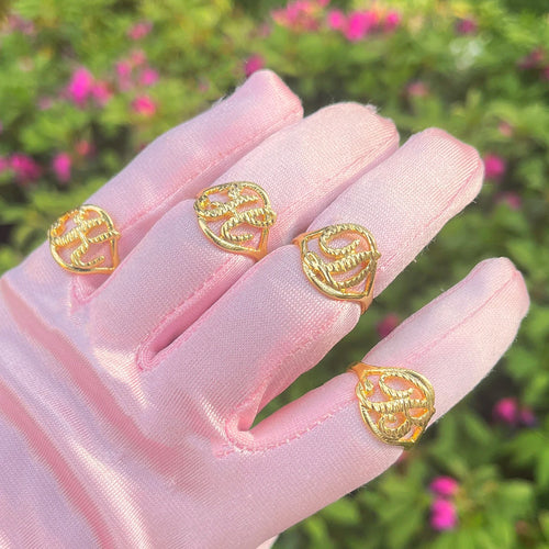 Anillo Personalizado Inicial Corazón - Acero Inoxidable