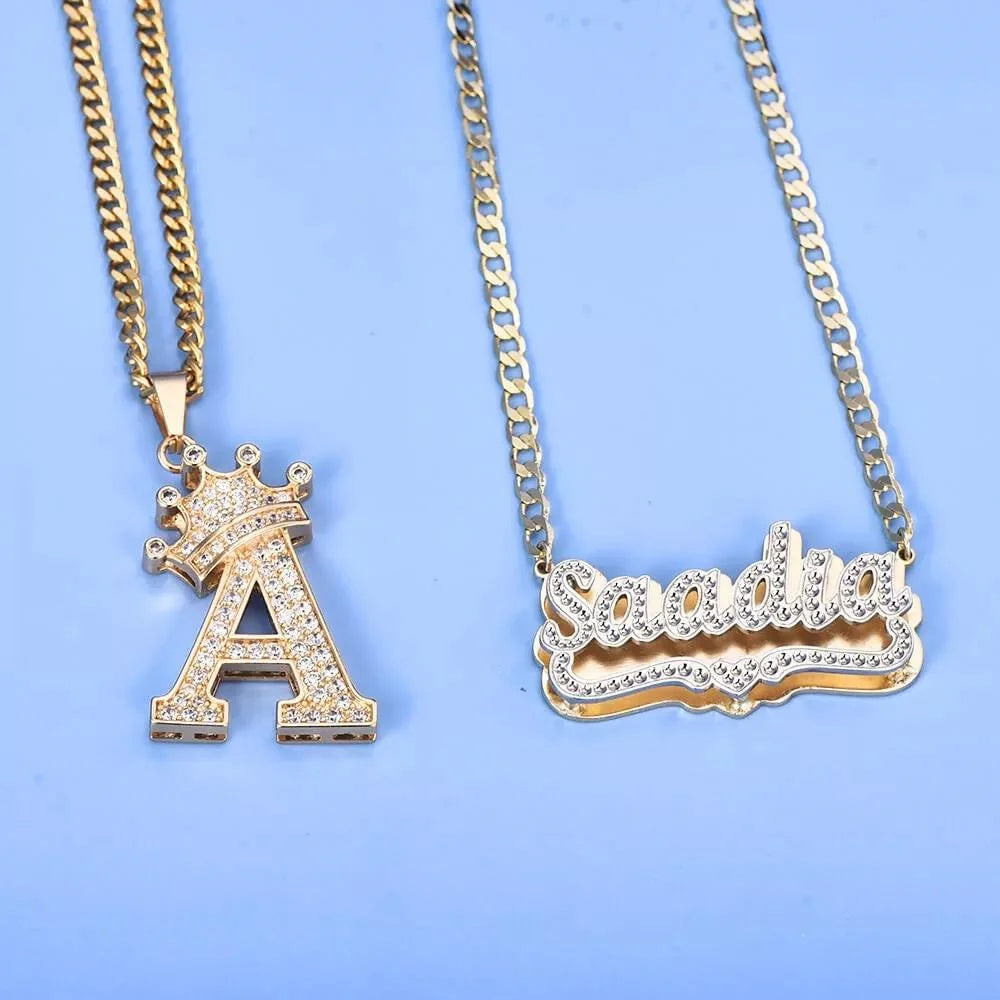 Collar Personalizado con Nombre - Placa 3D Doble Capa