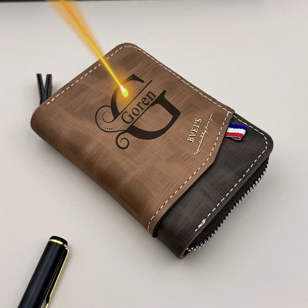 Tarjetero Multifuncional Personalizado Nombre Cuero PU Oro | Billetera Ejecutiva