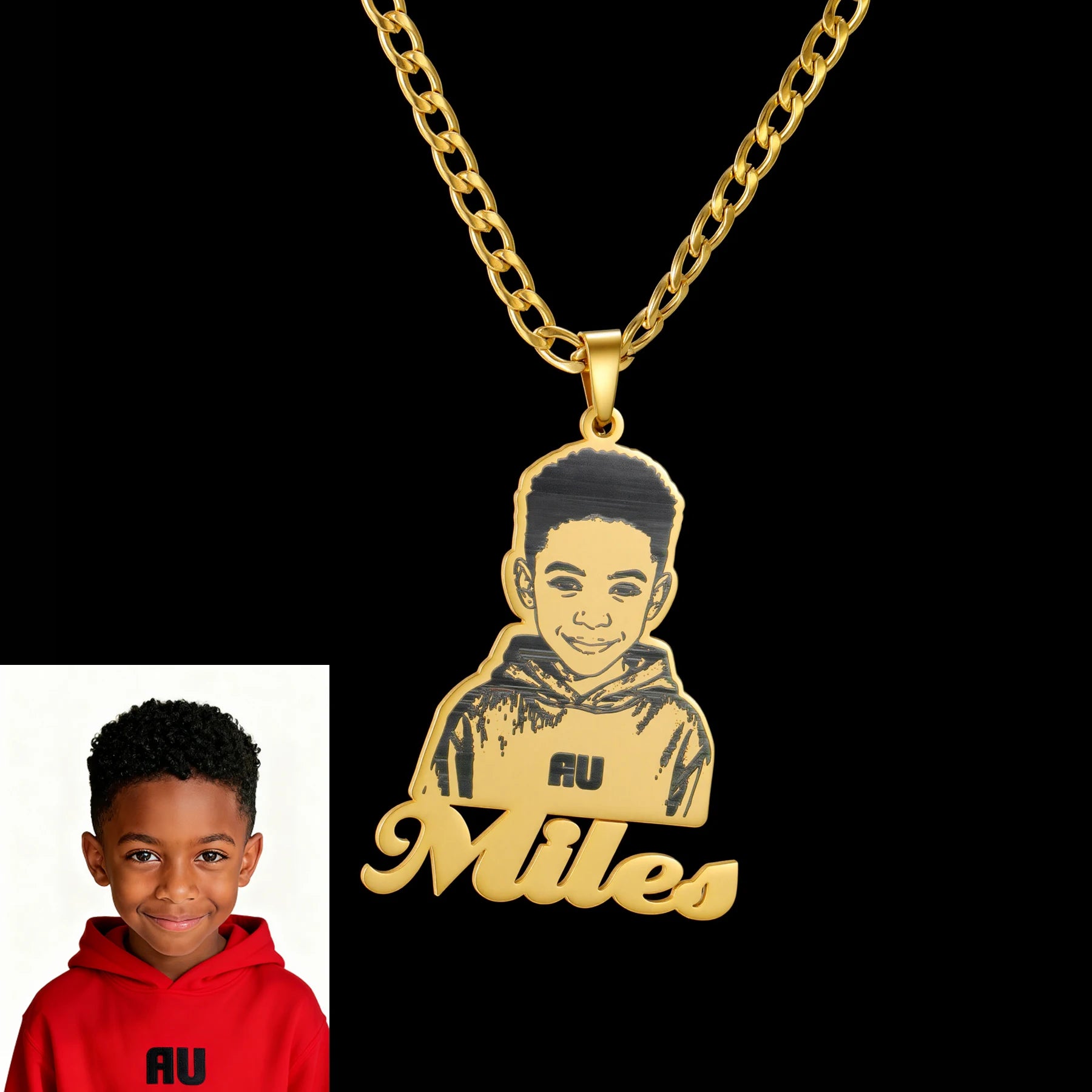 Collar Personalizado con Foto y Nombre Grabado - Acero Inoxidable Premium