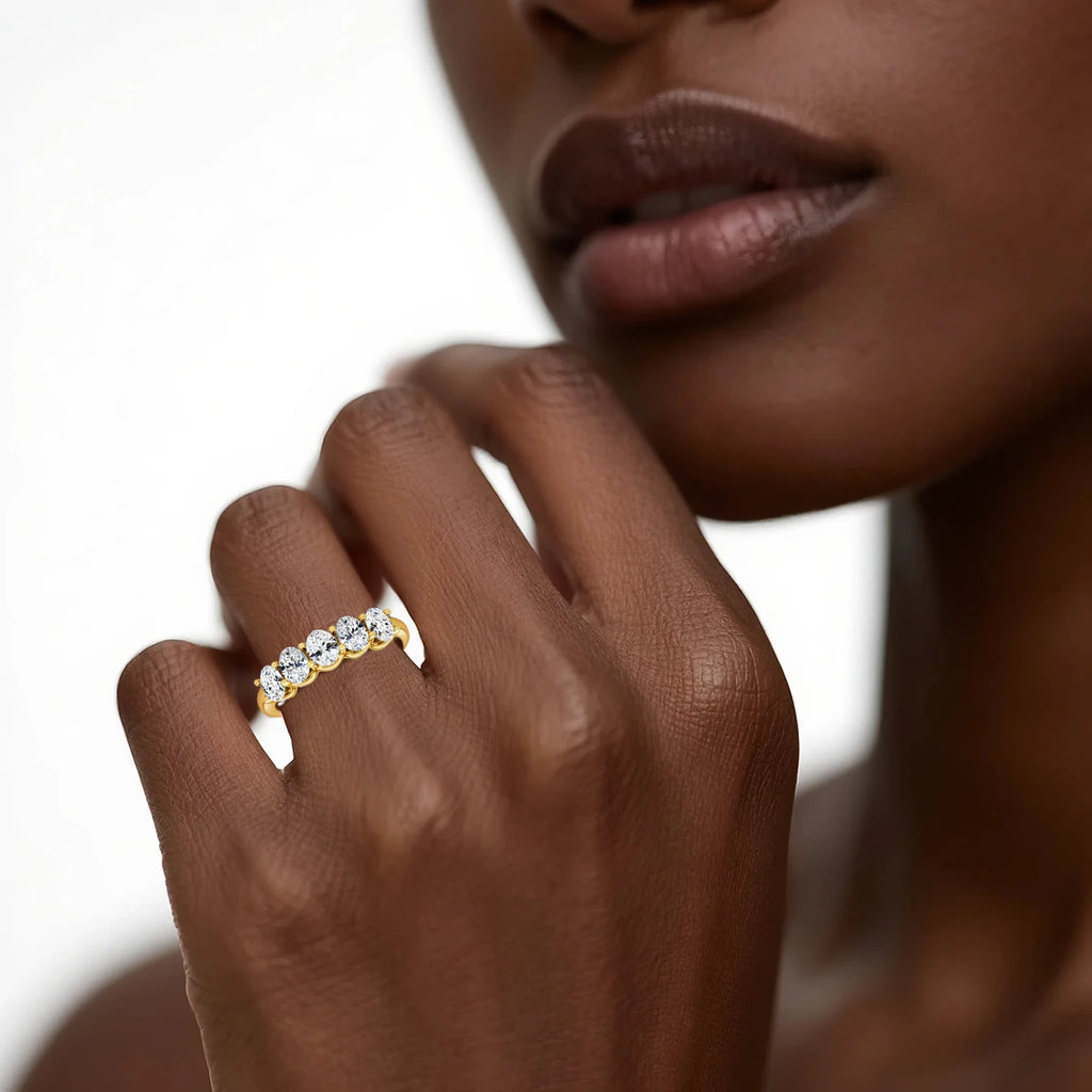 Anillo Compromiso Ovalado Oro 14K Moissanita Certificado | Lujo Mujer