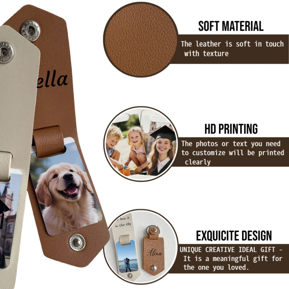 Llavero Cuero Genuino con Foto Personalizada Grabado Láser | Detalles con Alma