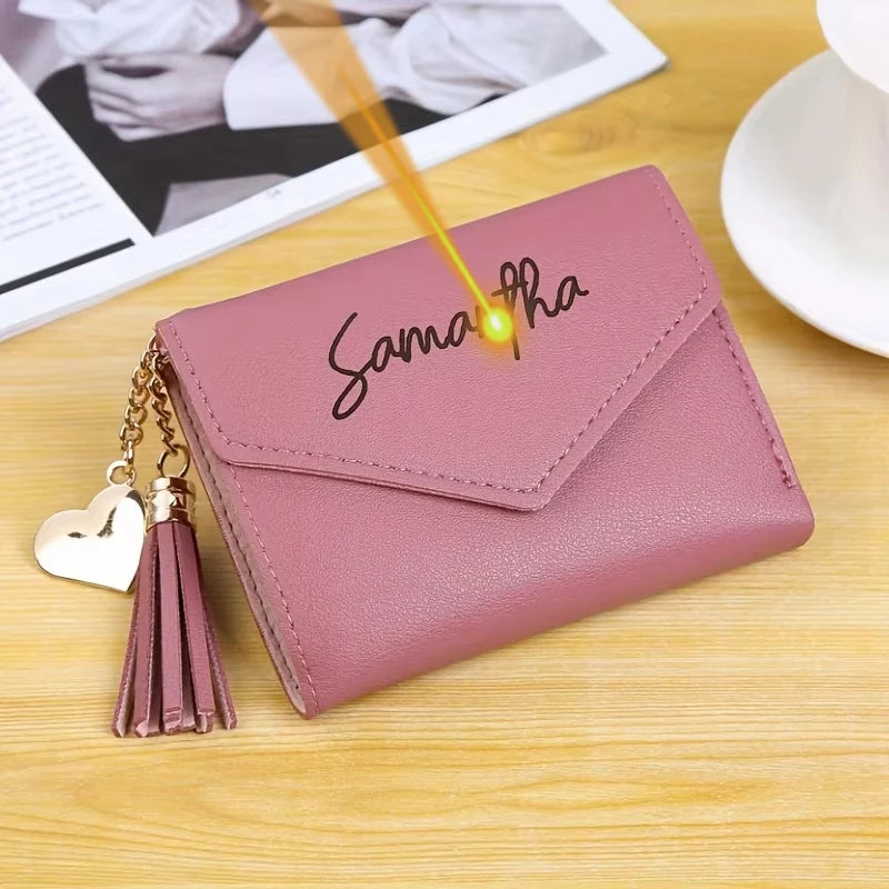 Billetera Cuero Genuino Personalizada con Nombre Mujer | Detalles con Alma