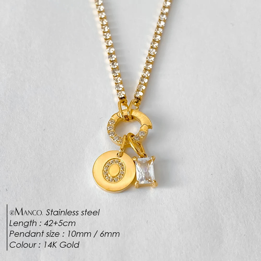 Collar Inicial Personalizado Acero Inoxidable Oro 18K | 26 Letras Circonita