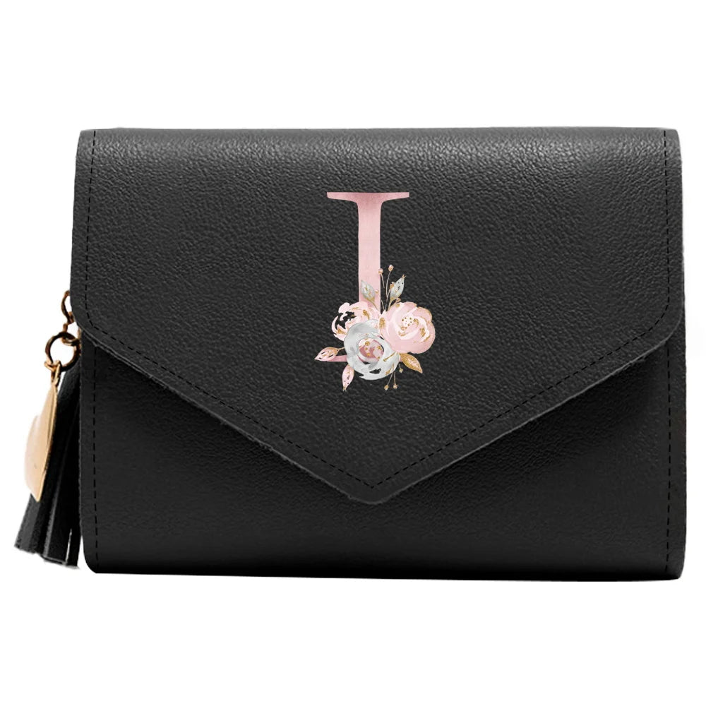 Monedero Mujer Inicial Personalizado RFID Floral | Billetera Delgada Elegante