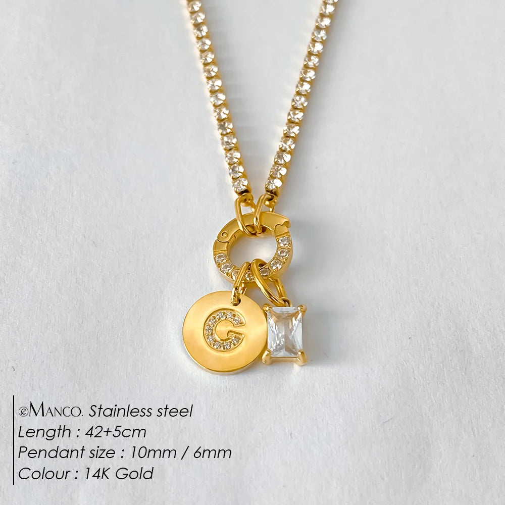 Collar Inicial Personalizado Acero Inoxidable Oro 18K | 26 Letras Circonita