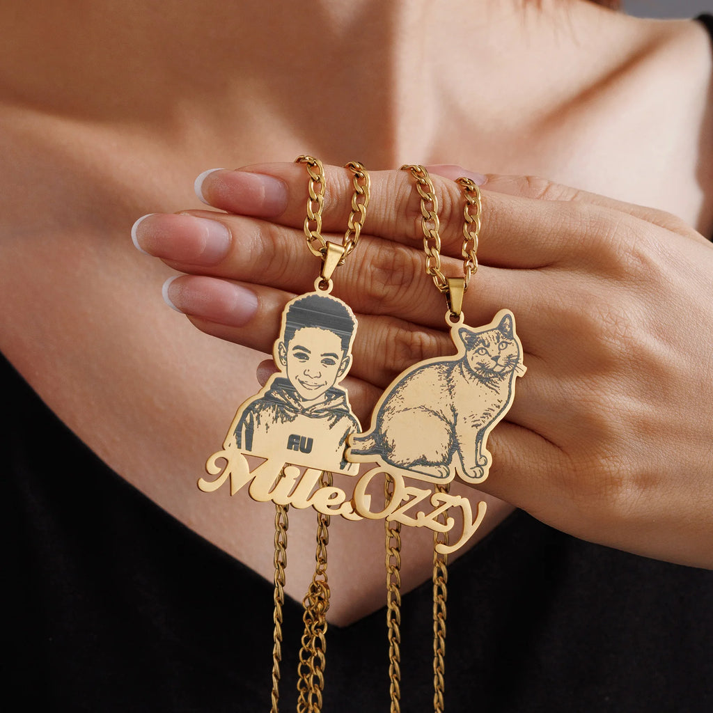 Collar Personalizado con Foto y Nombre Grabado - Acero Inoxidable Premium
