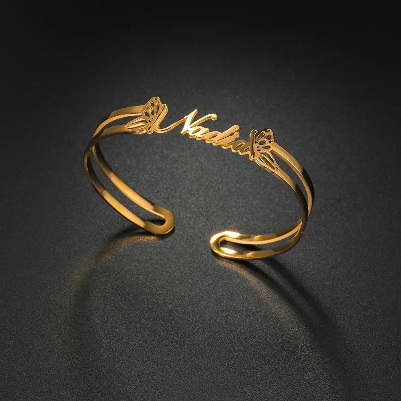 Brazalete Personalizado con Nombre | Acero Inoxidable Premium