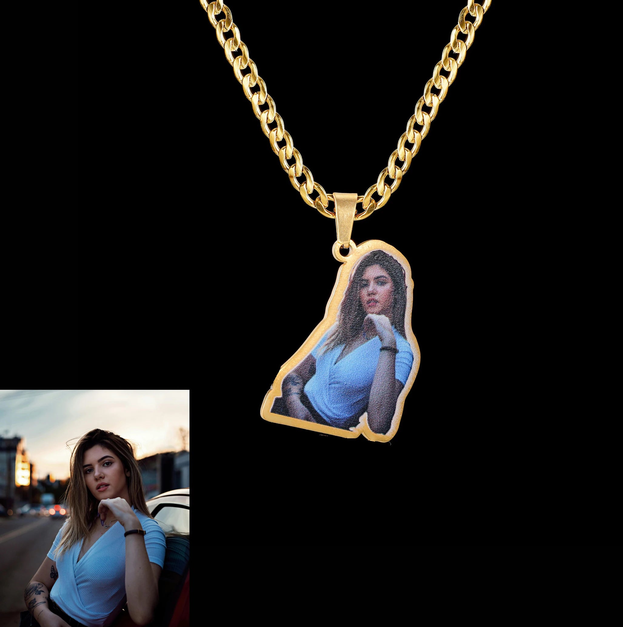 Collar Personalizado con Foto y Nombre Grabado - Acero Inoxidable Premium