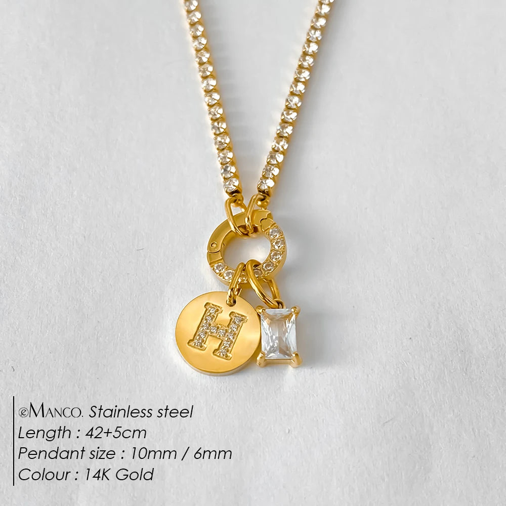 Collar Inicial Personalizado Acero Inoxidable Oro 18K | 26 Letras Circonita