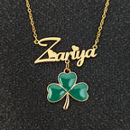 Collar Trébol DUOYIN Acero Inoxidable Oro 18K | Conjunto Joyería Mujer