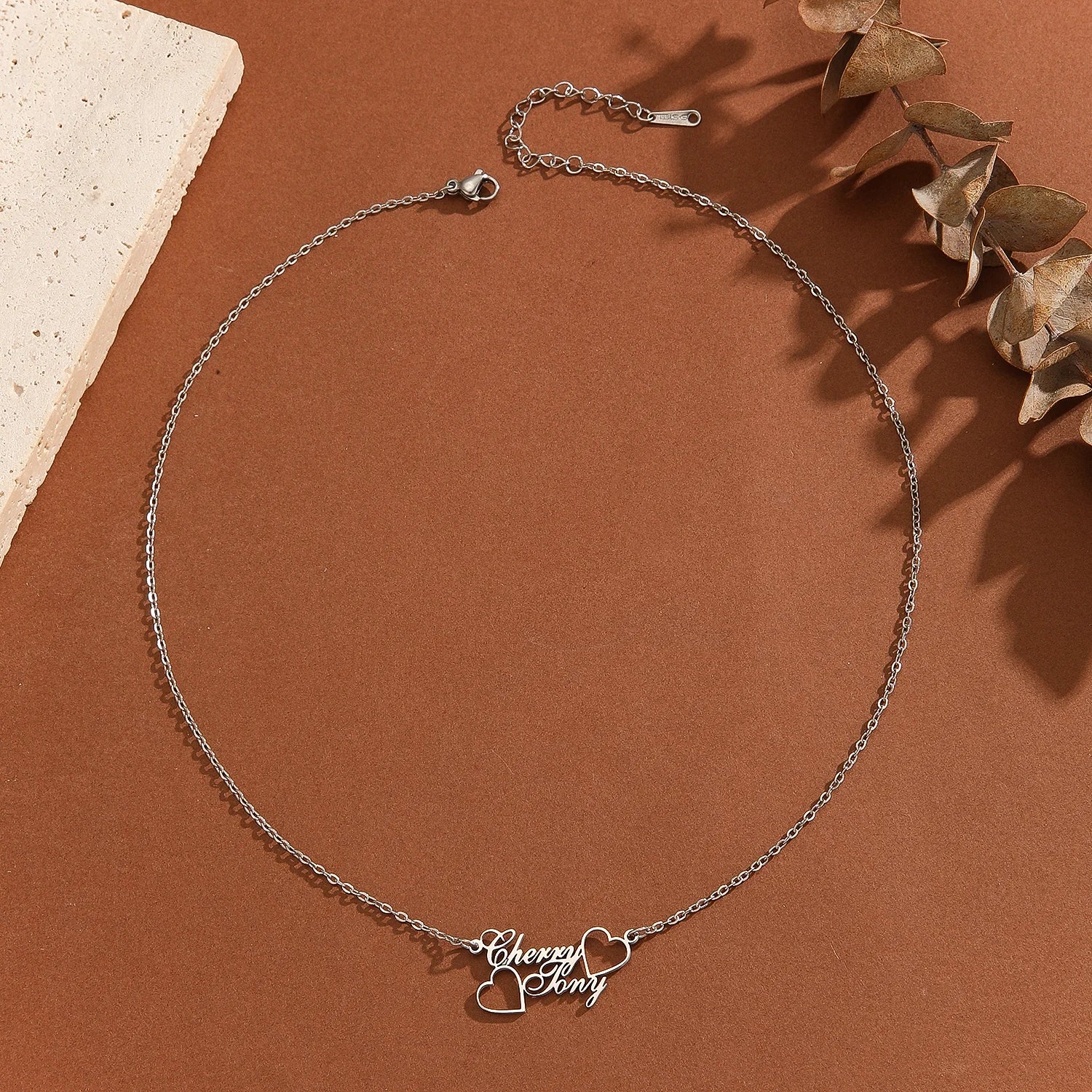 Collar Corazón Doble Personalizado Dos Nombres Acero Inoxidable | Esencia Única