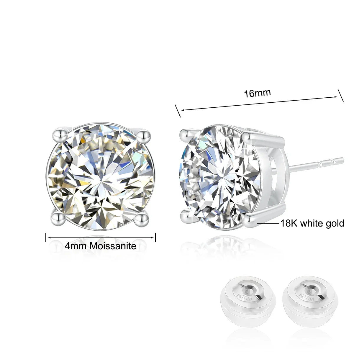 Pendientes Moissanita Certificada Oro 18K | Lujo Atemporal Mujer