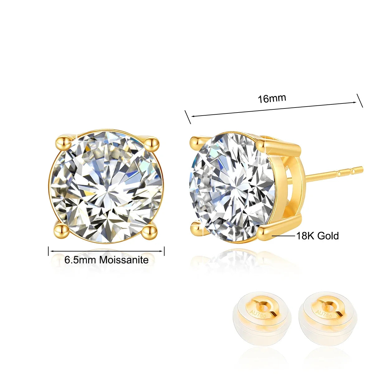 Pendientes Moissanita Certificada Oro 18K | Lujo Atemporal Mujer