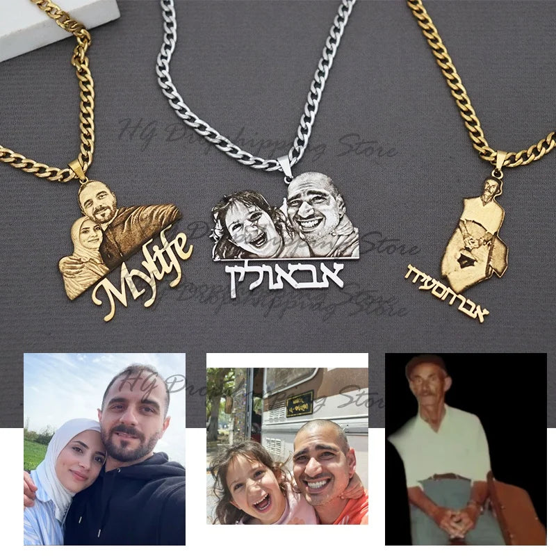 Collar Silueta Personalizada Foto Grabado Láser | Regalo Familia Navidad