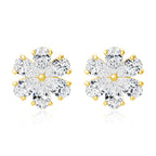 Pendientes Moissanita Corte Lágrima Oro 14K | Flores Lujo Mujer