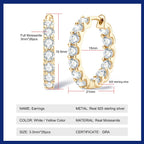 Pendientes Moissanita Plata 925 Chapado Oro 18K | Lujo Certificado Mujer