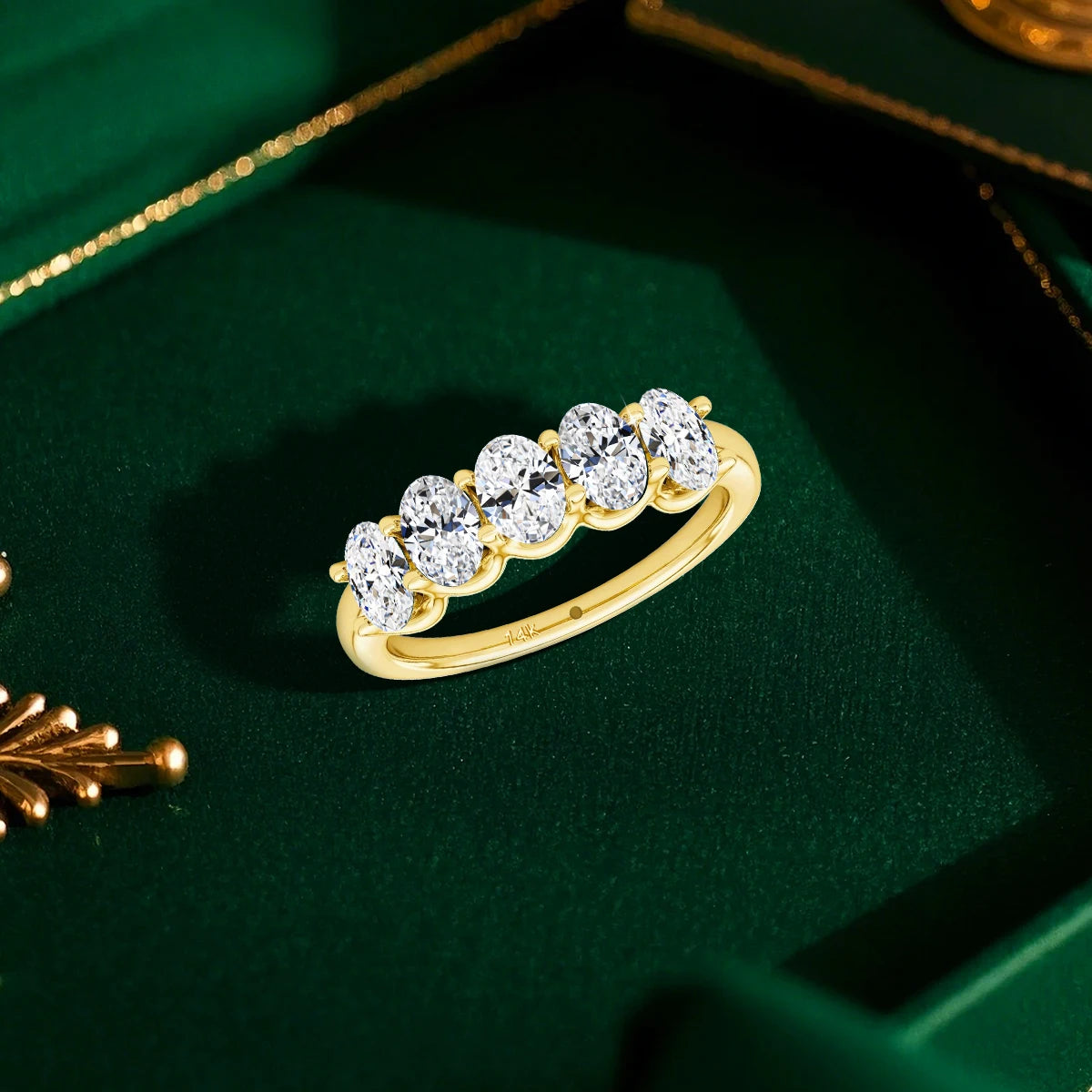 Anillo Compromiso Ovalado Oro 14K Moissanita Certificado | Lujo Mujer