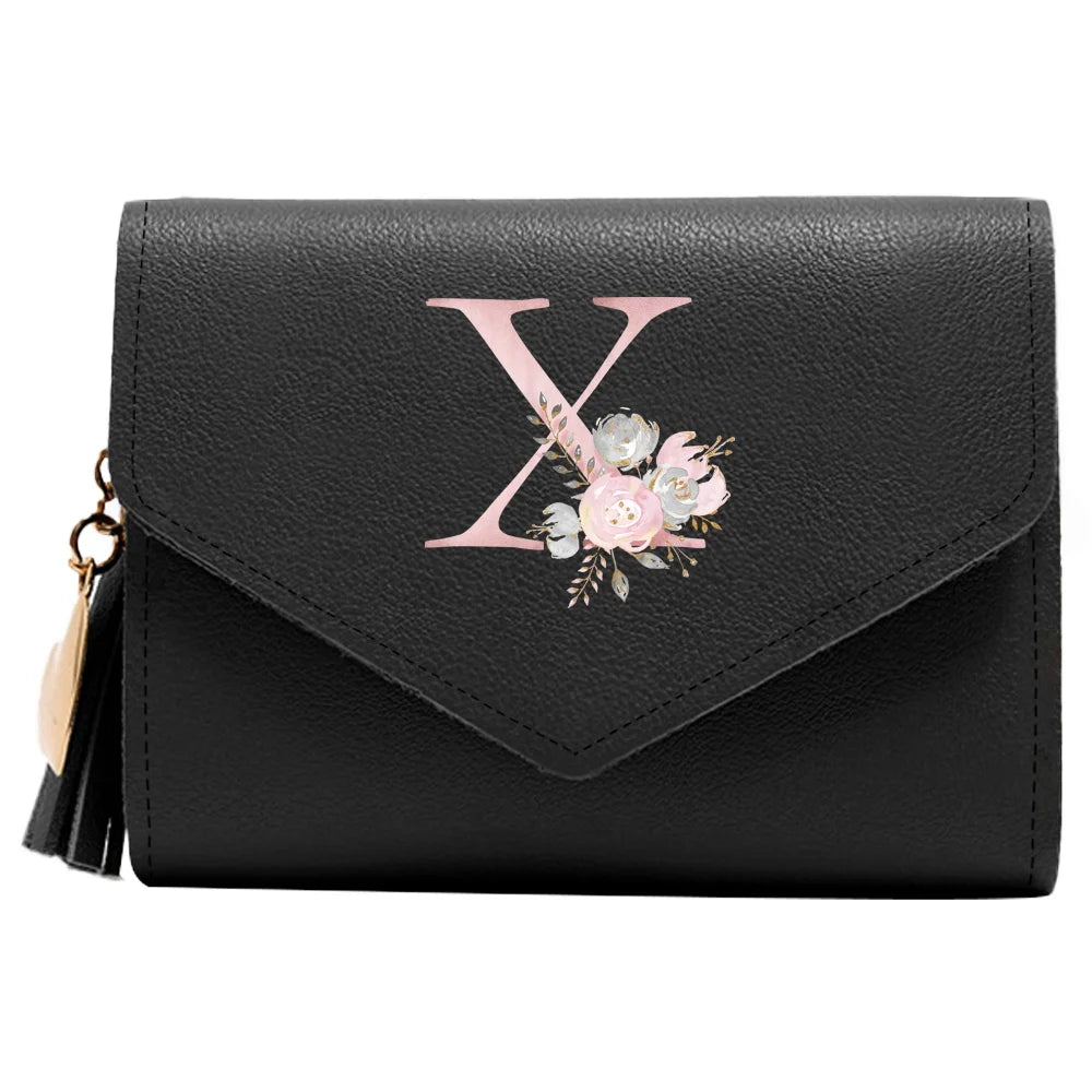 Monedero Mujer Inicial Personalizado RFID Floral | Billetera Delgada Elegante